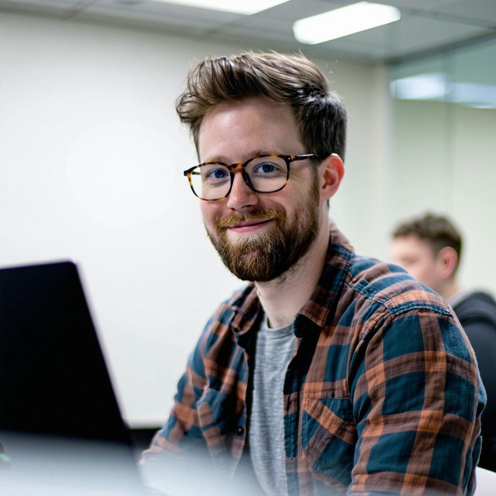 Software developer in his thirties nerdy but hansom-1